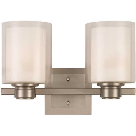 Design House Oslo 2-Light Satin Nickel Indoor Bath or Vanity Light 556142